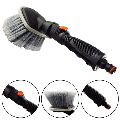 Car Cleaning Wash Brush Hose Pipe Soft Wheel Brush Round Head On/Off Switch