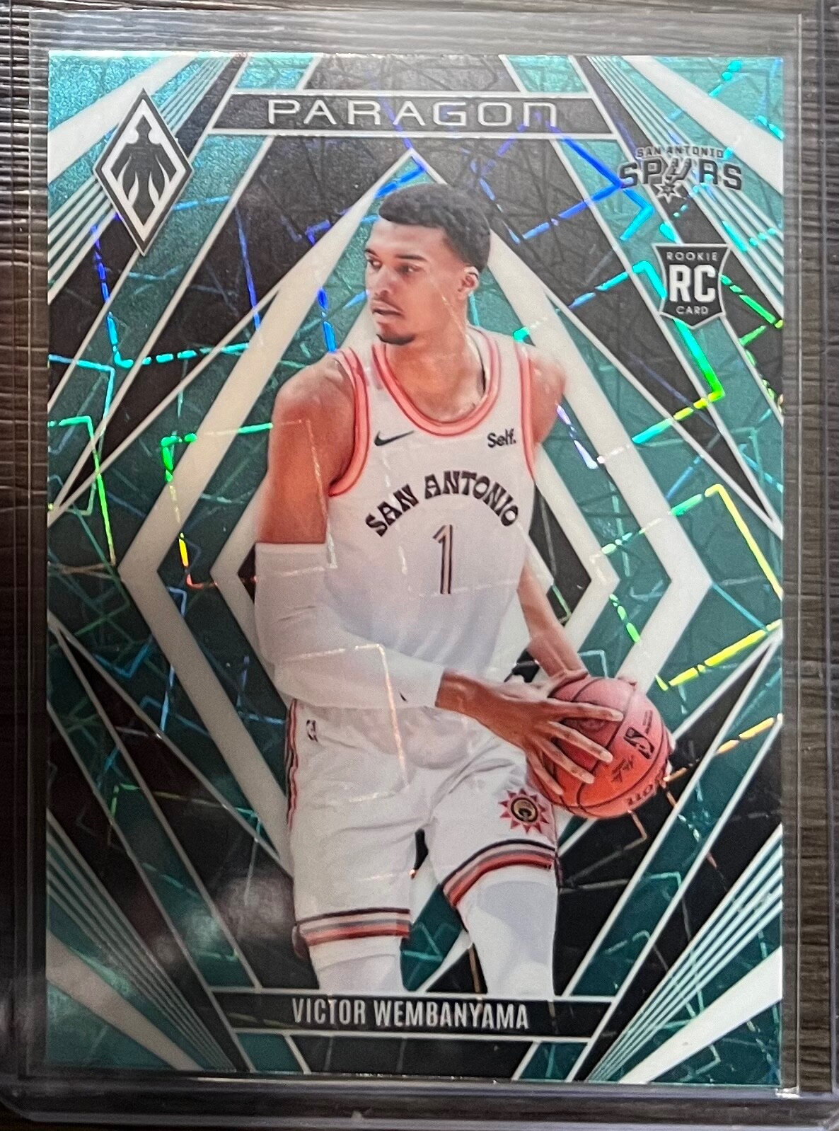 2023-24 Panini Phoenix Paragon Teal Lazer Victor Wembanyama Rookie #13 Spurs