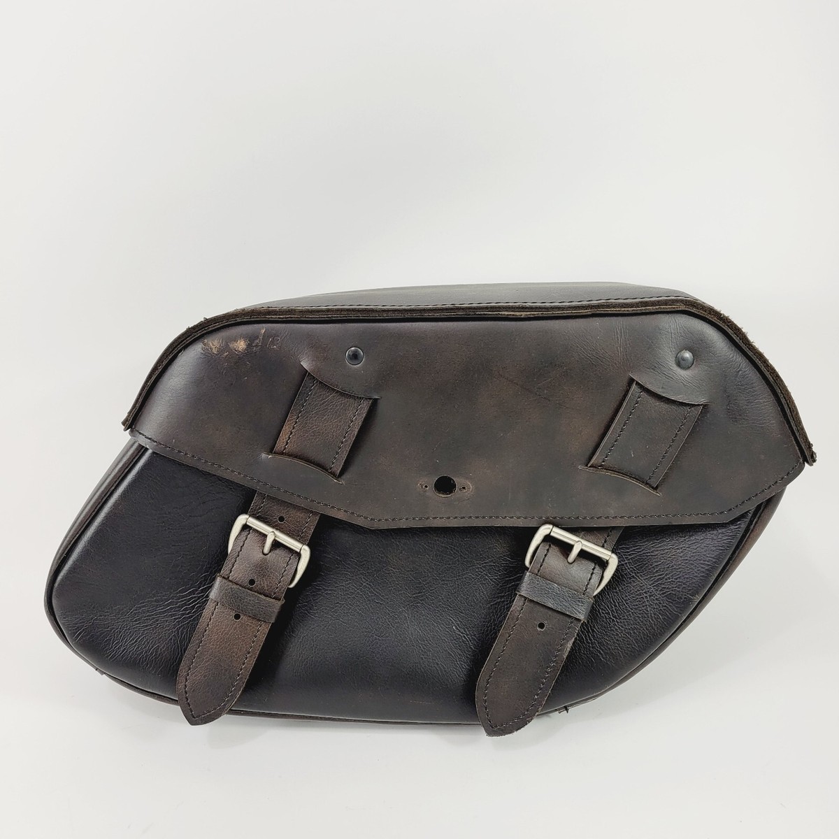 Harley 02-17 Dyna Right Side #1 Skull Dark Brown Leather Saddlebag