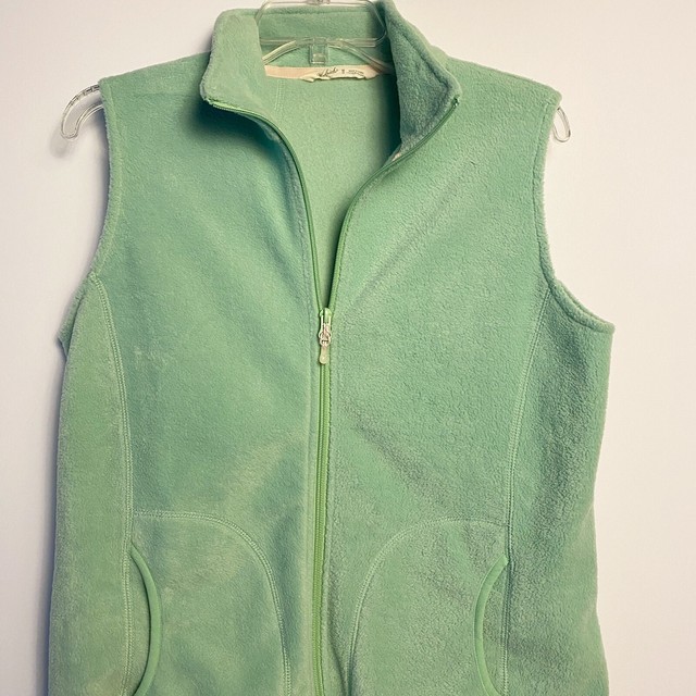 Woolrich Sleeveless Full Zip Fleece Vest Womens Size Medium Moss Green