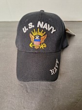 U.S. Navy Retired Black Hat, Adjustable Size in Black New