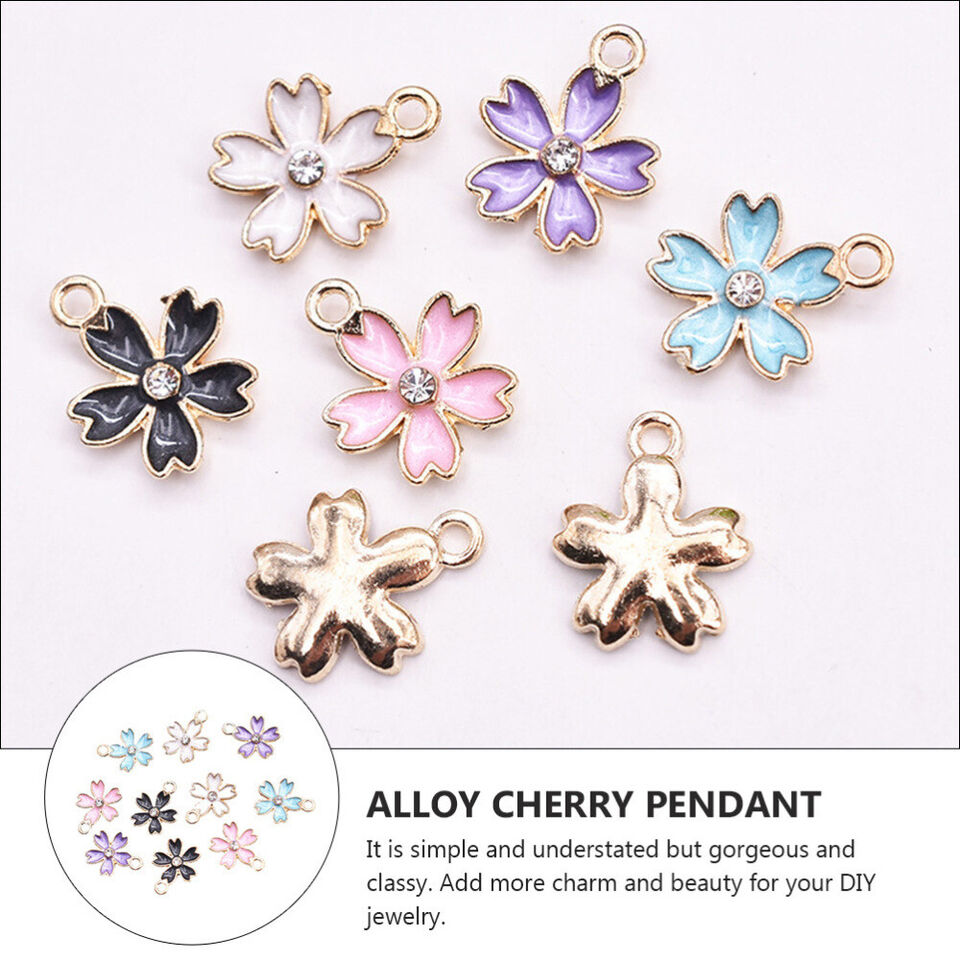 100 Pcs Pendant Clasp for Necklace Earrings Charms Cherry Blossom ...