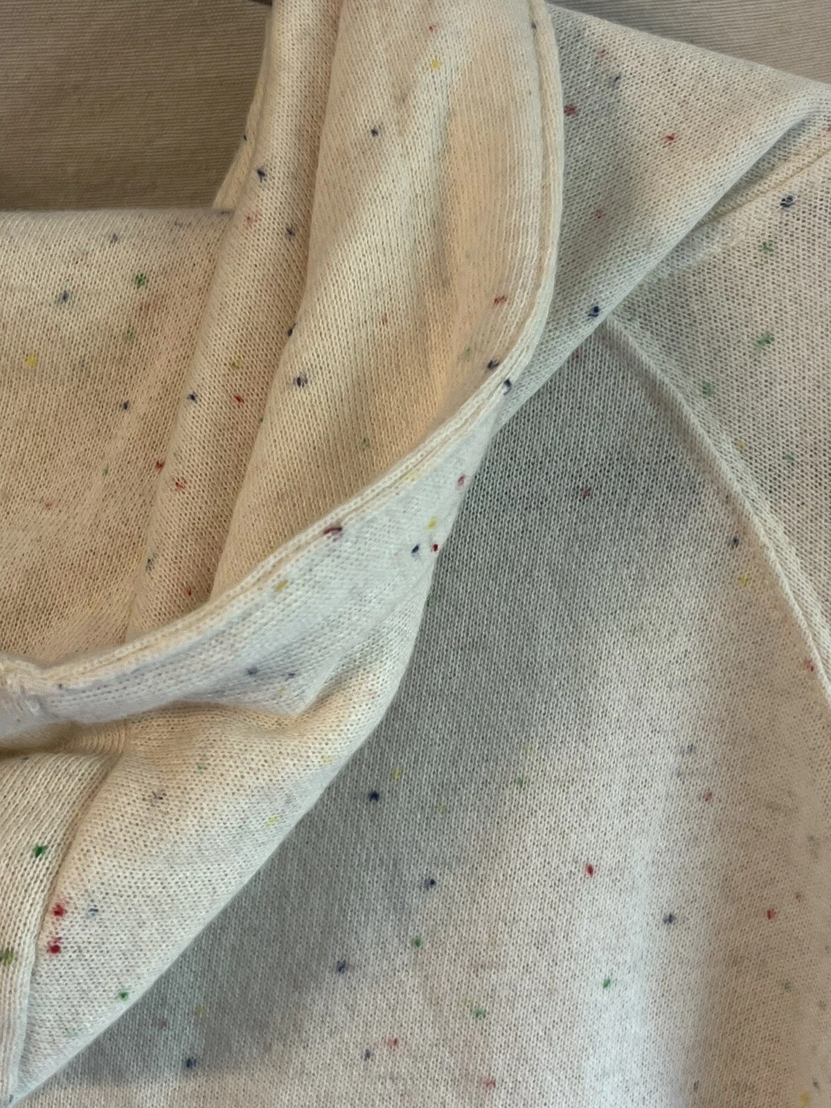 OFF WHITE Felpa con cappuccio MONO B Funfetti cropped bianco sporco colorata manica corta ret $36 nuova con etichette