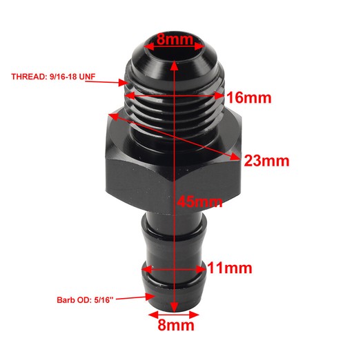 6AN AN6 Male to 5/16" Barb Push on Lock fitting Oil Fuel Hose Adapter Aluminum - Picture 10 of 10