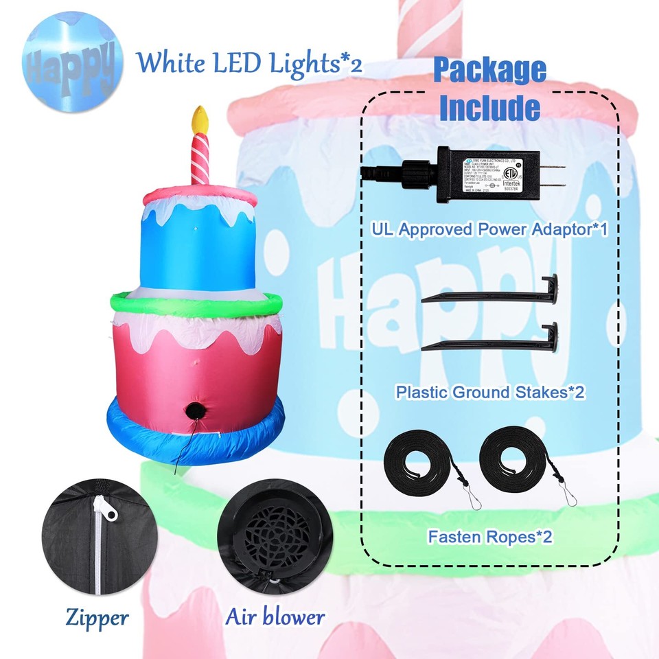 Inflatable Outdoor Decorations 6ft Inflatable Birthday Cake With