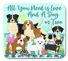 Dog Magnet  All You Need is Love 4.5 " wide metal tin decor handmade gift