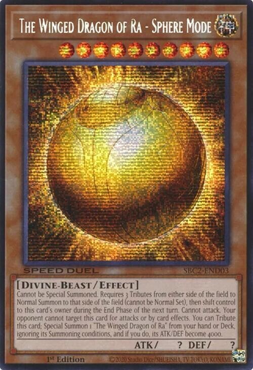 Winged Dragon of Ra Sphere Mode Secret Rare SBC2-END03 Light Play YuGiOh