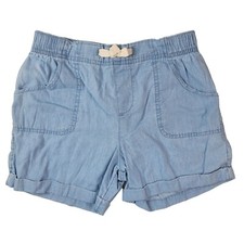 Wonder Nation Girls Chambray Cuff Shorts Blue SZ 10 Large Pocket Elastic Pull On