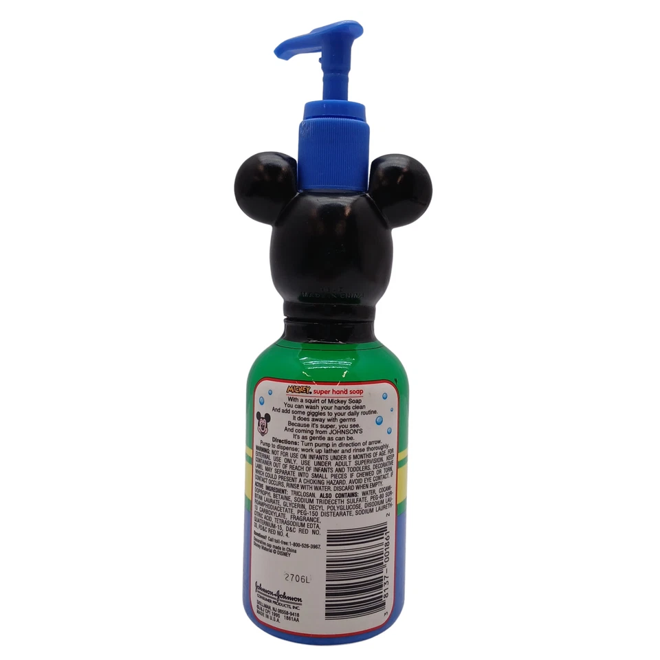 VTG 1995 Johnson’s Mickey Mouse Hand Soap 8oz Disney Antibacterial Pump Bottle - Image 4 of 4