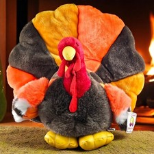 VTG Turkey Stuffed Animal XLG CHRISHA Playful Plush Fall Thanksgiving Decor 80s