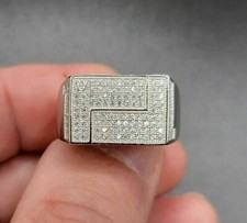 1.30Ct Round Cut Simulated Diamond Men Elegant Ring White Gold Plated 925 Silver