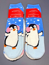 Kids Wondershop Super Soft Crew Socks M/L 2 Pair Each Set - Penguin/Snowflakes