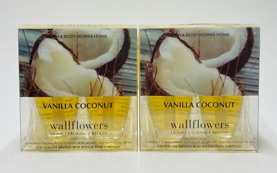 2 Bath Body Works VANILLA COCONUT 2 Pack Wallflower Bulb Refill Total 2 Bulbs
