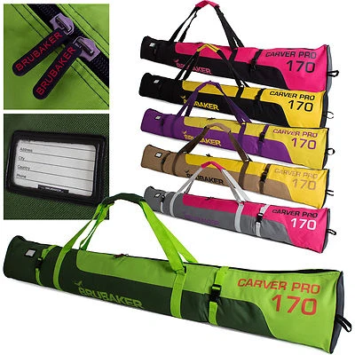 BRUBAKER Skitasche Skisack Carver Pro 2.0 Single Skibag für 1 Paar Ski 170 190