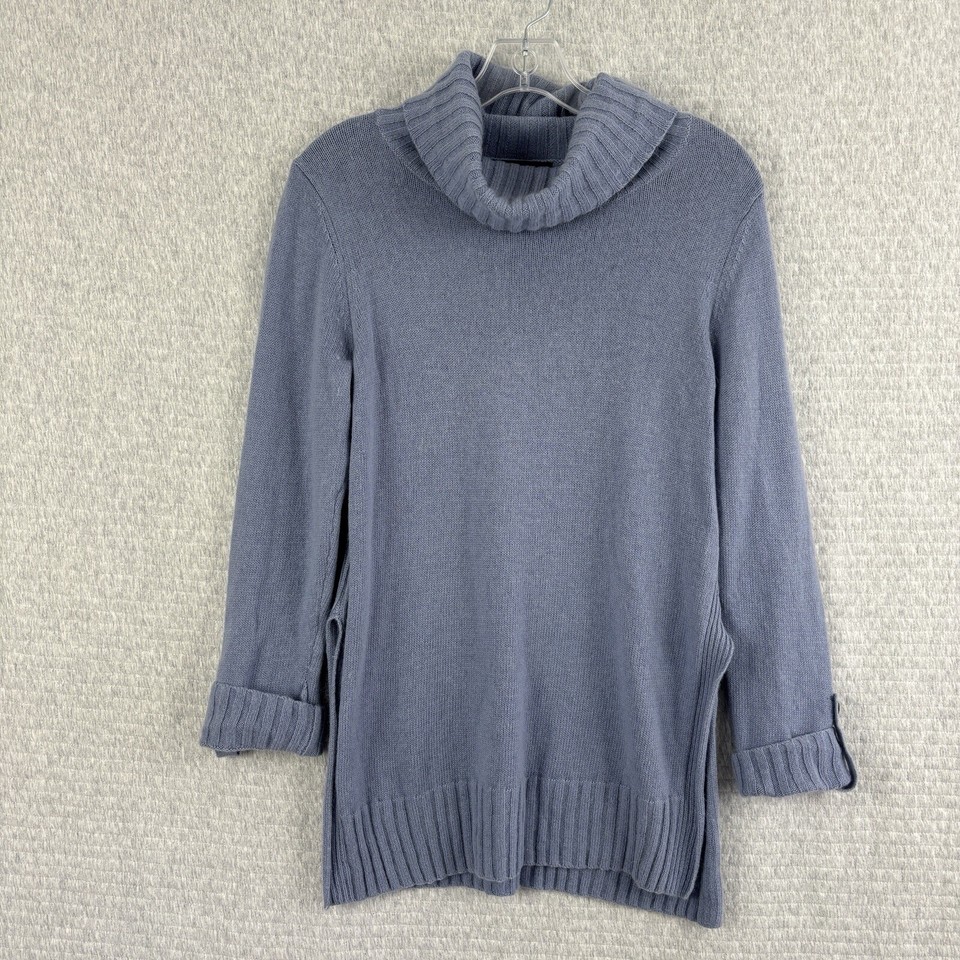 Jump Womens XS Angora Blend Turtleneck Jumper Side Slits Periwinkle Blue