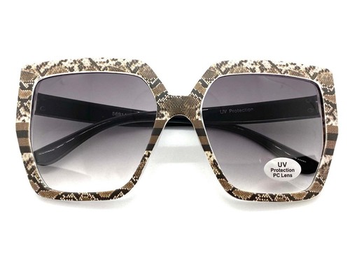 Oversized Classic Vintage Retro Style SUNGLASSES Large Square Snakeskin Frame C3 - Picture 5 of 6