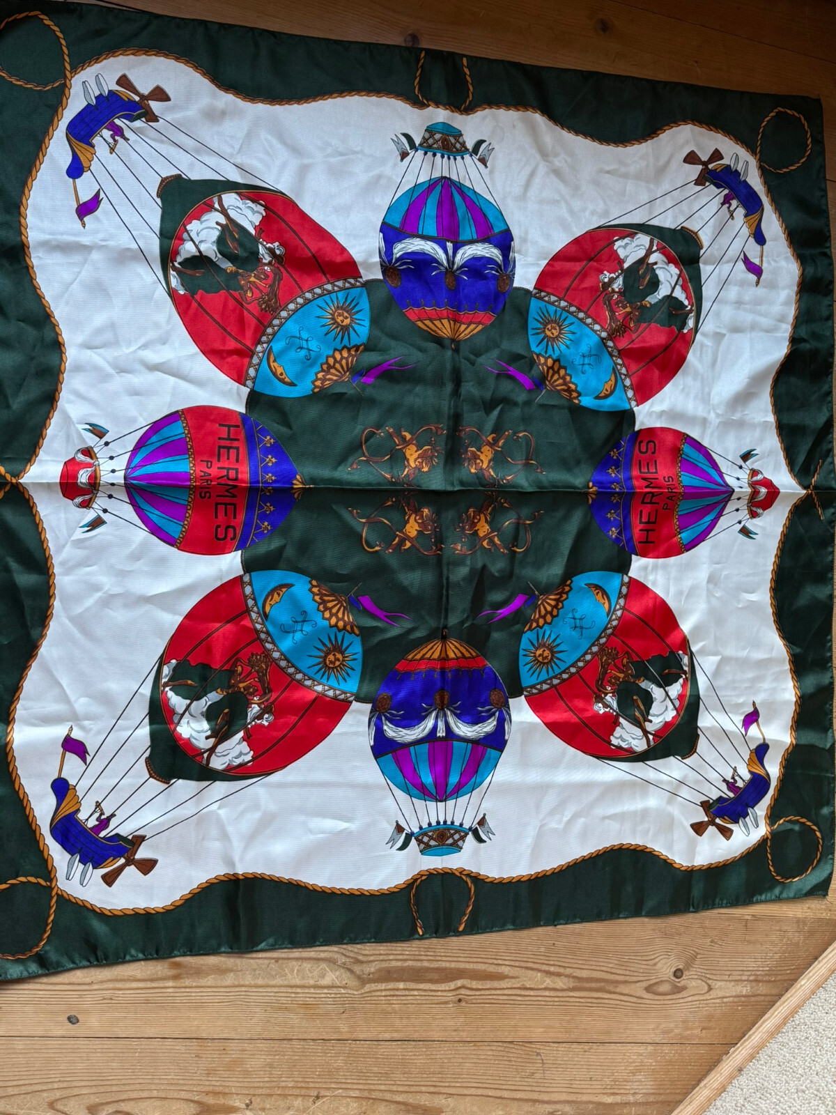 Hermès Seidentuch Ballon 90x90 Les Folies du Ciel Carré Vintage Original Paris