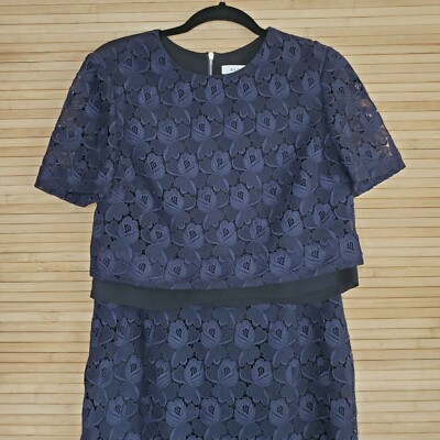 ALC A.L.C. midnight blue Lace Flower Skirt Blouse dress set sz 8 silk lined | eBay ALC A.L.C. midnight blue Lace Flower Skirt Blouse dress set sz 8 silk lined | eBay