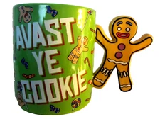 Shrek Gingerbread Man Green Large 20oz  Coffee Mug Avast Ye Cookie Ceramic 