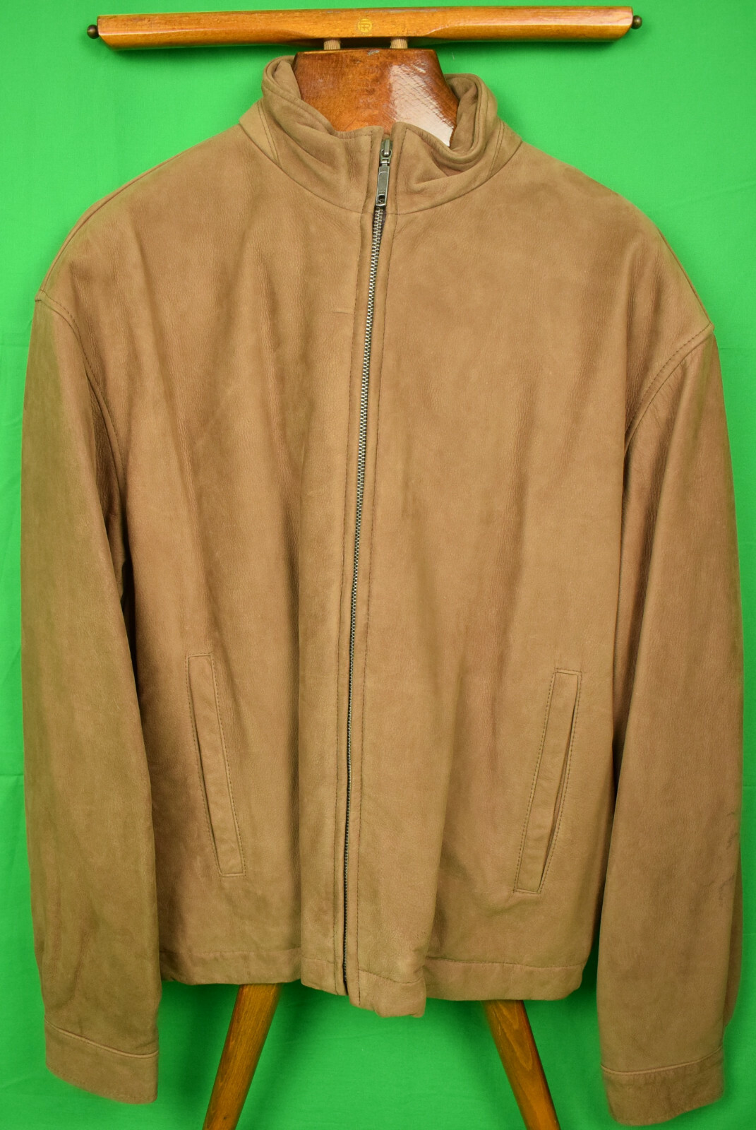 "The Andover Shop Tobacco Suede Bomber Zip Front Jack… Gem