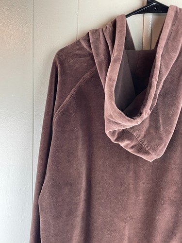 Nana Fashion Retro Velour Hoodie Women's 2XL Brown Velour Raglan Sleeve Full Zip - Picture 16 of 21