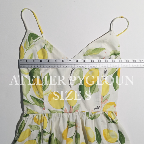 NWT H&M Lemon Cotton Midi Slip Dress White/lemons 1278036003 Sz XS, S, M, L - Picture 3 of 11