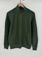 Mack Weldon Mens Atlas Pullover 1/4 Zip Sweatshirt Sweater Green Size Medium