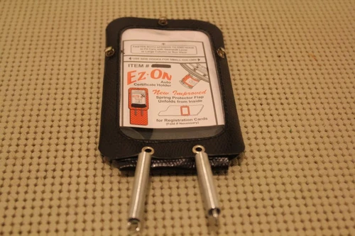 EZ-On Vintage Steering Column Mount Black Registration Insurance Card Holder