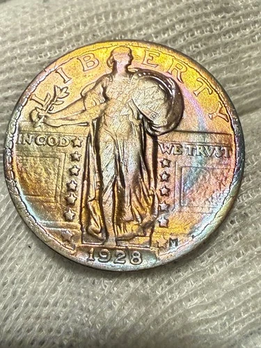 1928 Standing Liberty Quarter, Choice AU+ High Grade Toned