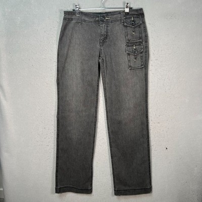 Ecko Red Womens Size 9 Gray Cargo Jeans Button Pocket Detail Straight Leg