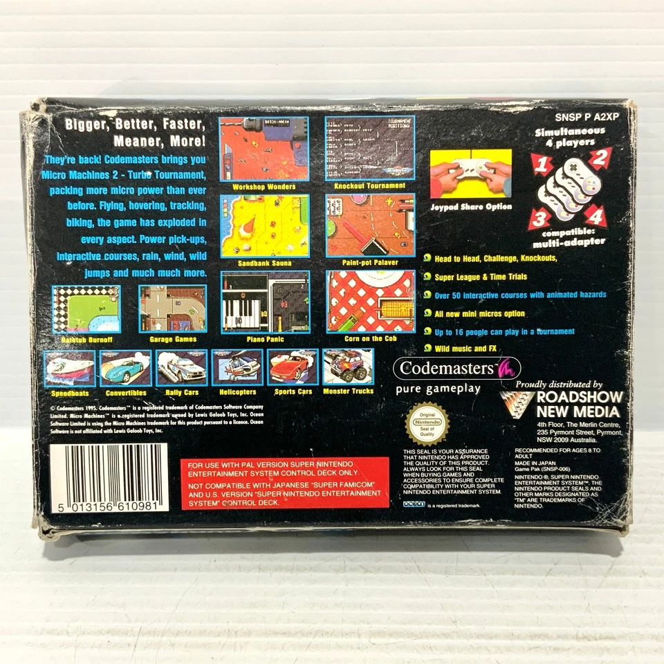 Micro Machines 2: Turbo Tournament + Box, Manual - Nintendo SNES - Tested - Image 2 of 4