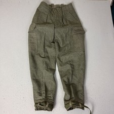 Vintage Swedish Army Wool Cargo Pants C46 Olive Green Military Ankle Straps