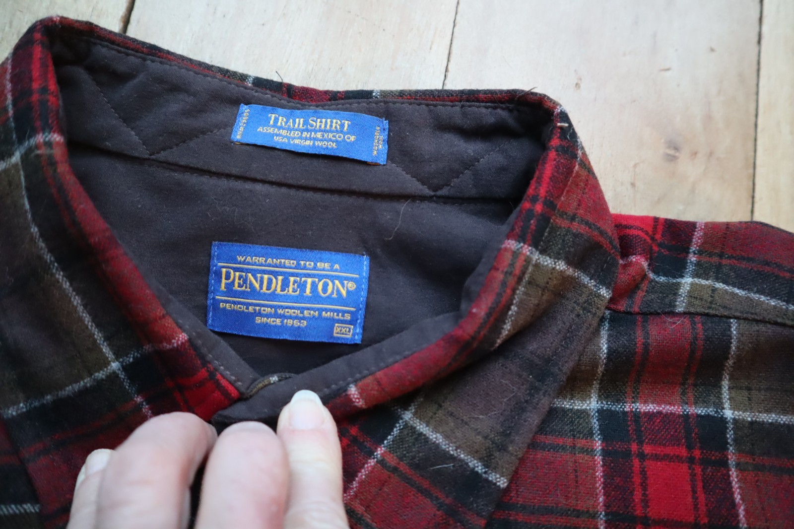 Brown Rust Red Gray Plaid PENDLETON Button Up Woo… - image 2