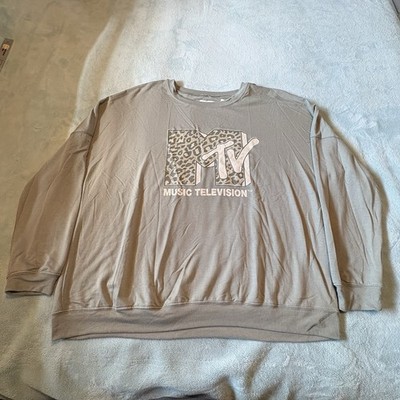 MTV music television Retro Olive green pullover long sleeve Size 2x  Cheetah