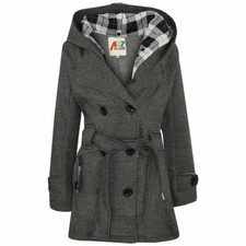 Kids Girls Overcoat Hooded Trench Coats Lapels Charcoal Padded Long Parka Jacket