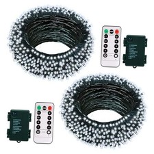 2 Pack String Lights Battery Operated, 33Ft 100 2 Sets of 100 LEDs Cool White