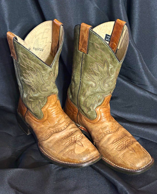 Double H Gabriel DH3571 Olive Green Cognac Brown Square Toe 100% Leather size 8D