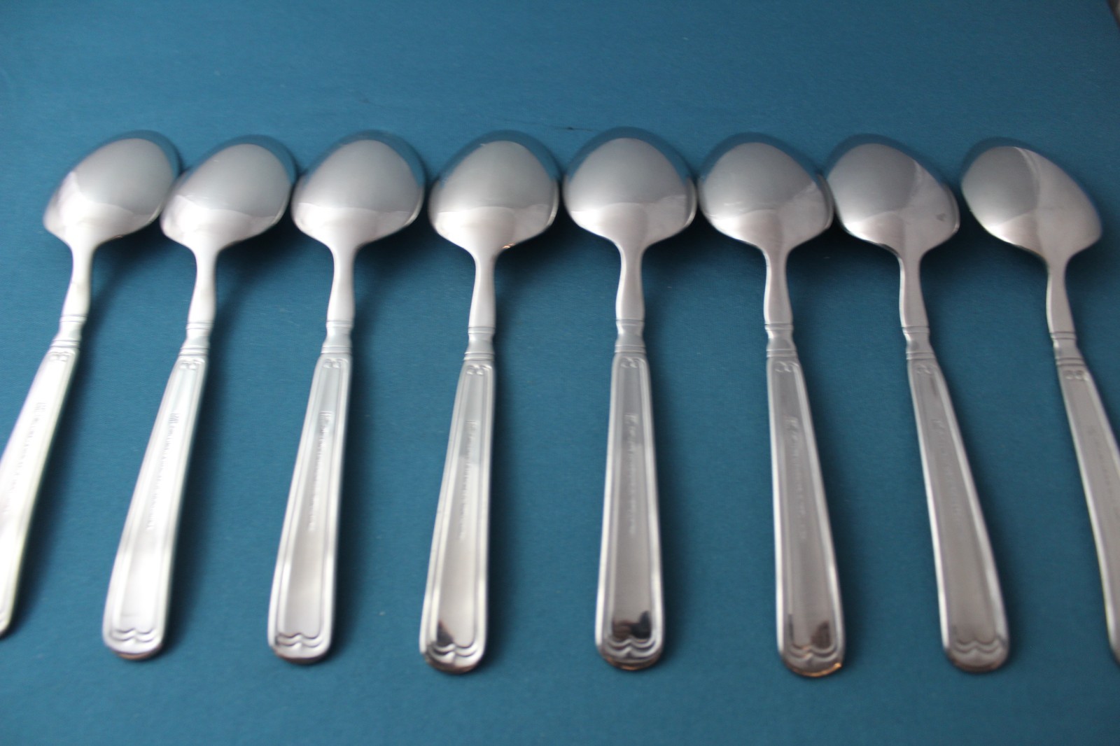 8 Place Oval Soup Spoons JA Henckels VINTAGE 1876 China 18/10 Stainless 7 3/8"