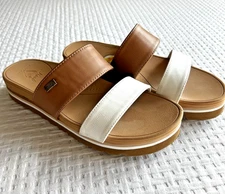 Reef Cushion Slides Womens 9 Slip On Lightweight Tan White