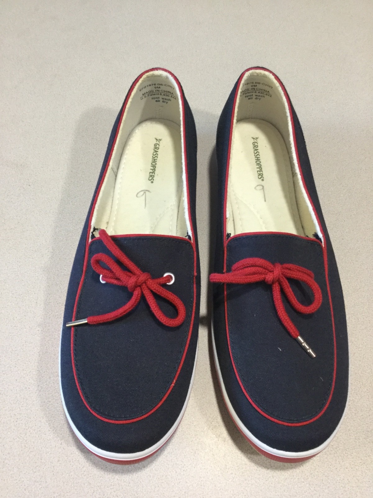 Womens Grasshoppers patriotic red white blue canvas slip on shoes