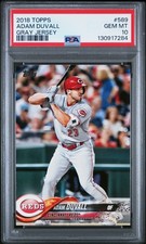 2018 TOPPS GRAY JSY #589 ADAM DUVALL PSA 10