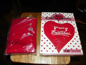 Vintage 1990 AIR EXPRESSIONS 48" Inflatable VALENTINES HEART Glossy RED Vinyl