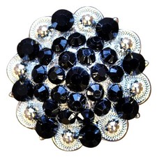 C-TY02 Set Of 2 Western Screw Back Concho Black Crystals 1-1/4In Saddle Hilason