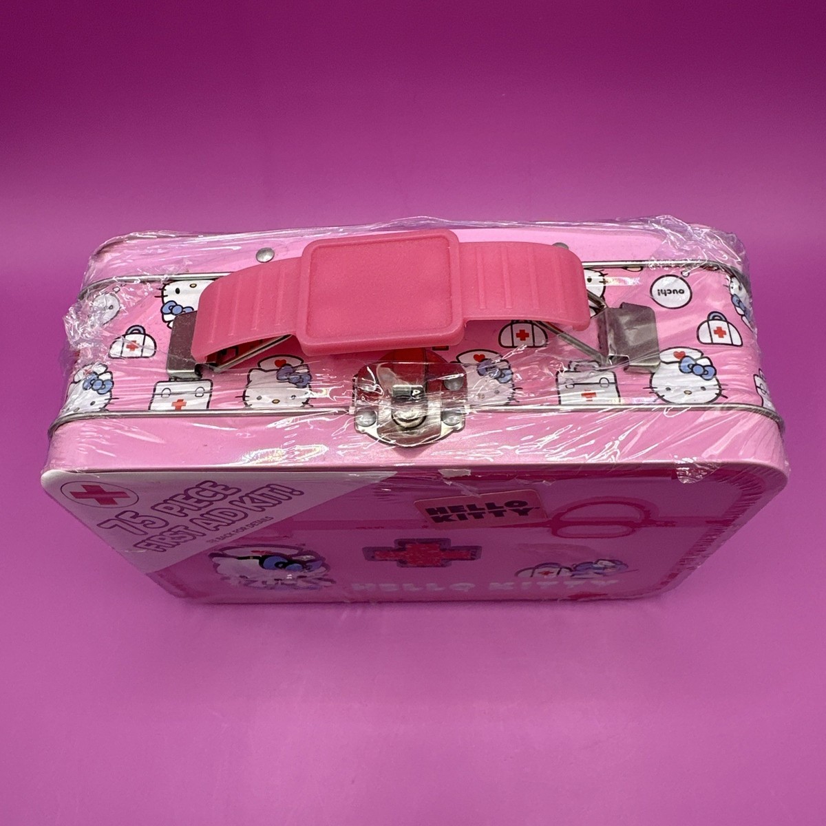 NEW 2013 Sanrio Hello Kitty 75 Piece First Aid Kit Pink Handle Tin