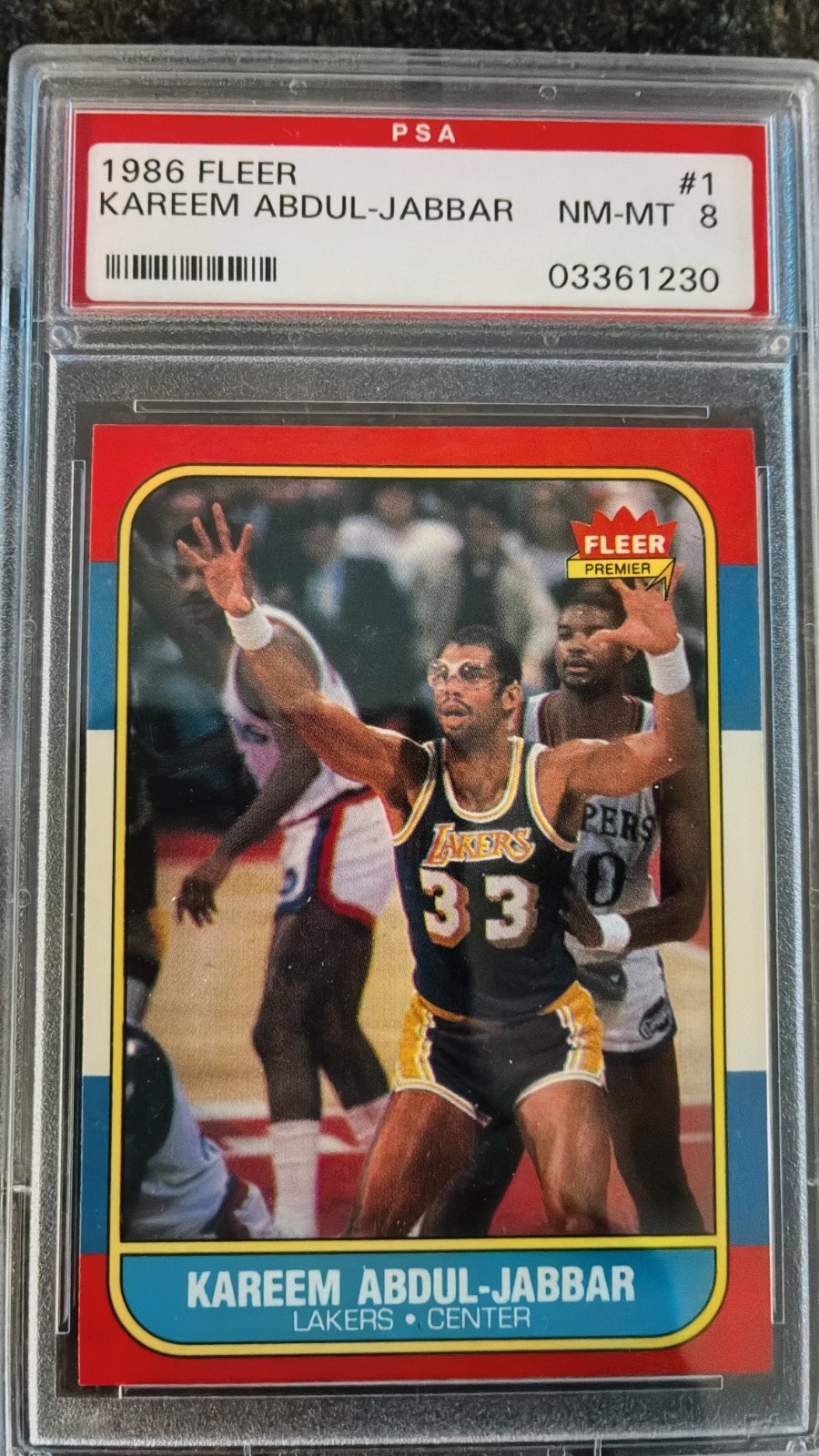 Fleer 1986-87 Kareem Abdul-Jabbar #1 Lakers PSA 8 Graded Card