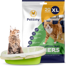20 XL Cat Litter Box Liners with Drawstrings - Scratch Resistant Cat Litter Bags