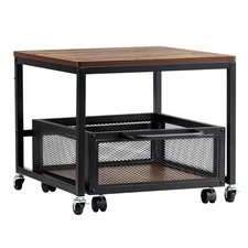 198lb Rugged Stand for Mini Fridge with Storage and Swivel Wheels Brown