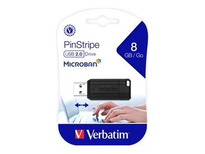 Verbatim Store n Go 8GB Pinstripe USB 2.0 Black 49062 USB Flash Drive 49062