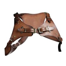 Medieval Body Chest Harness Buckle Belt PU Dark Brown