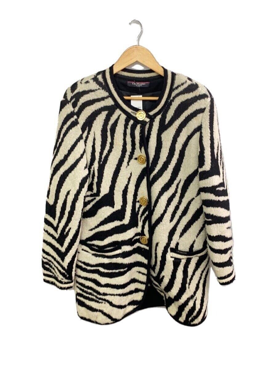 LEONARD altra giacca maglia zebrata M lana nera animale usata